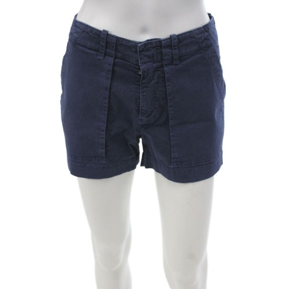 Nili Lotan Womens Utility Shorts Blue Button Cotton Size 0